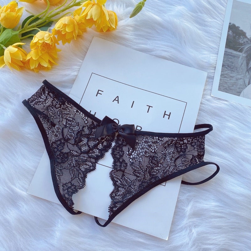 Che tên sản phẩm - Ck087 - Quần chip lưới trơn màu nơ phía sau - quần lót sexy -Kellywang