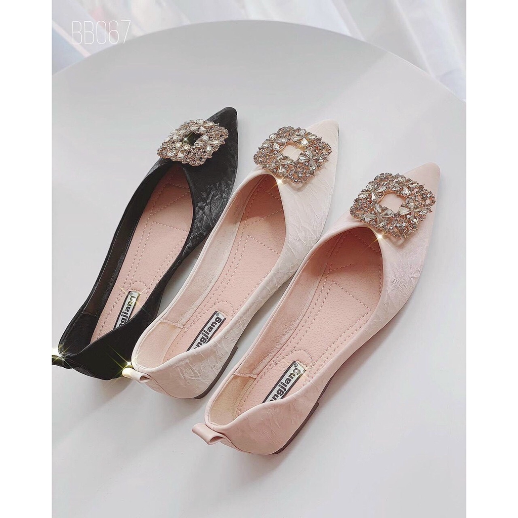 Giày búp bê nữ hoa đá da mềm êm chân | BigBuy360 - bigbuy360.vn