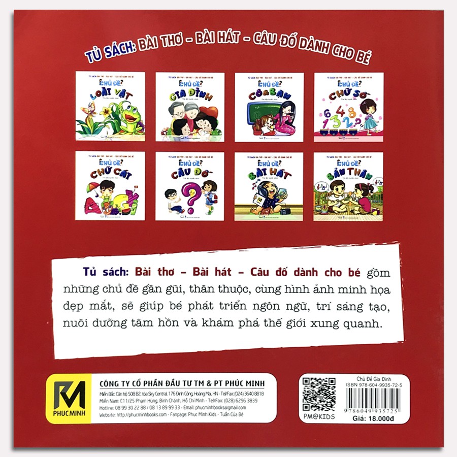 Sách - Chủ Đề: Gia Đình - Tủ Sách: Bài Thơ - Bài Hát - Câu Đố Dành Cho Bé | BigBuy360 - bigbuy360.vn