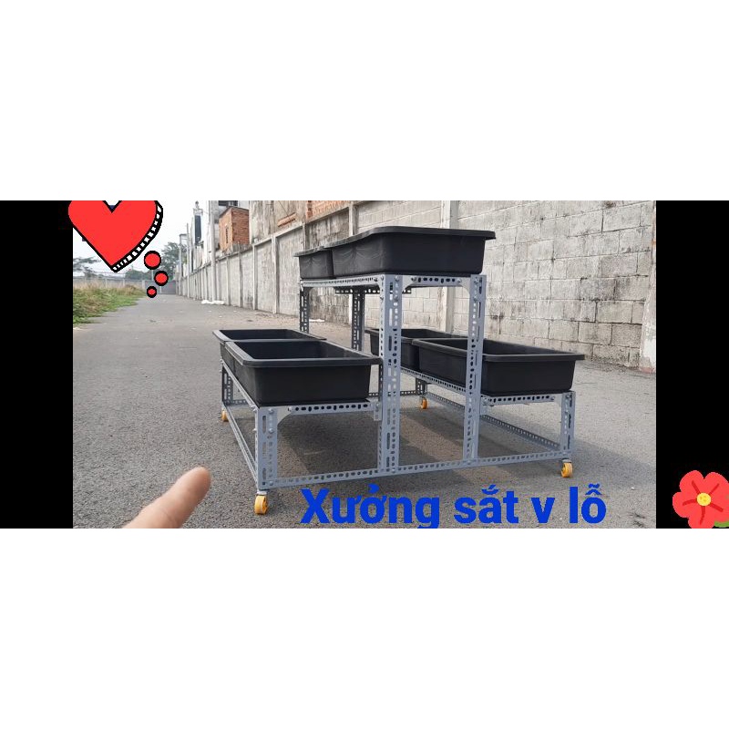 Kệ sắt v lỗ trồng rau Thông Minh 2 Tầng 6 khay  bao chắc 🥰
