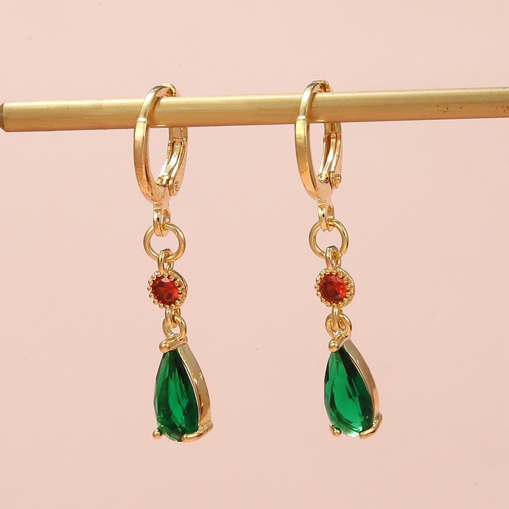 Bông Tai Dạng Kẹp Hình Giọt Nước Pha Lê Xanh Lá Hóa Trang Hayao Sophie Howl Anime Howl 'S Move Cho Nam Và Nữ