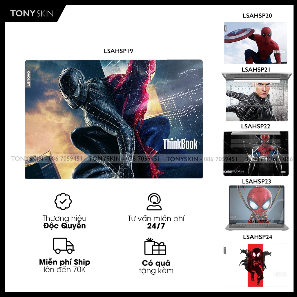 Miếng Dán Skin Laptop LENOVO In Hình Spiderman Bộ 4 -Inbox Mã Máy
