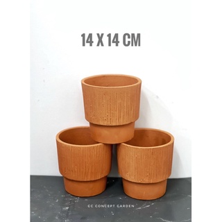 Chậu Đất Nung - Ly Sọc Art 14x14cm