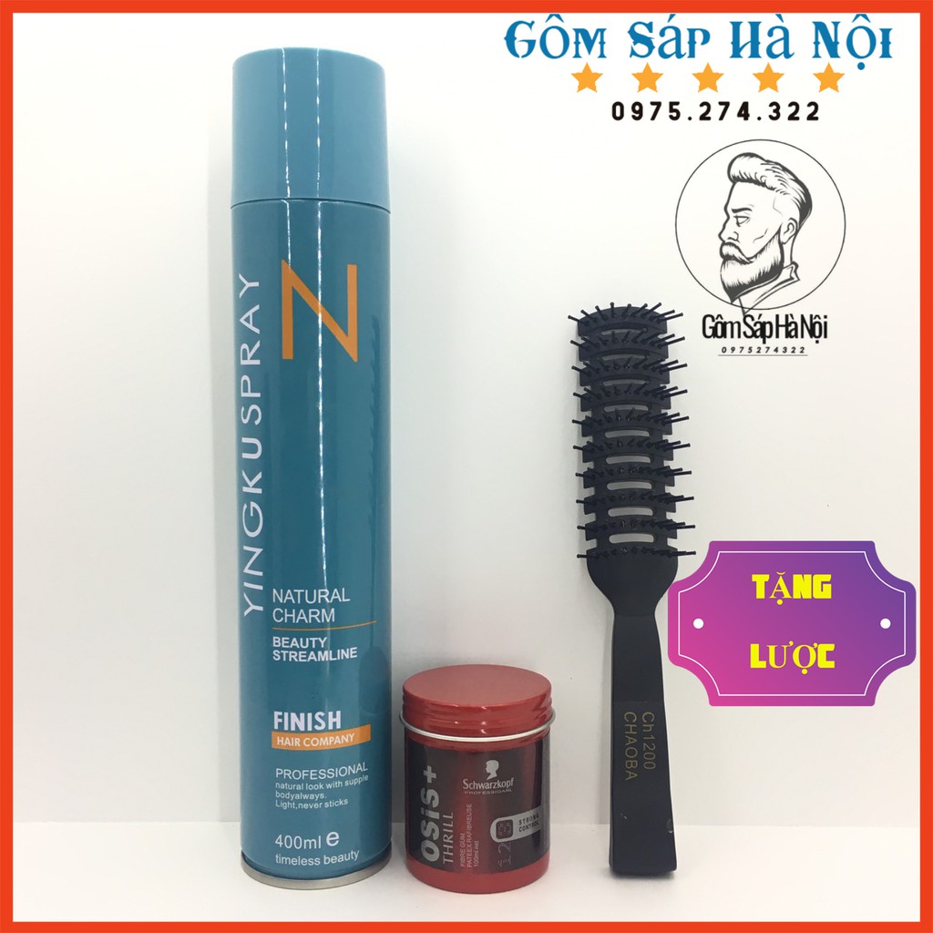 Gôm Xịt Tóc N Finish Yingku spay +SÁP VUỐT TÓC OIS THRILL