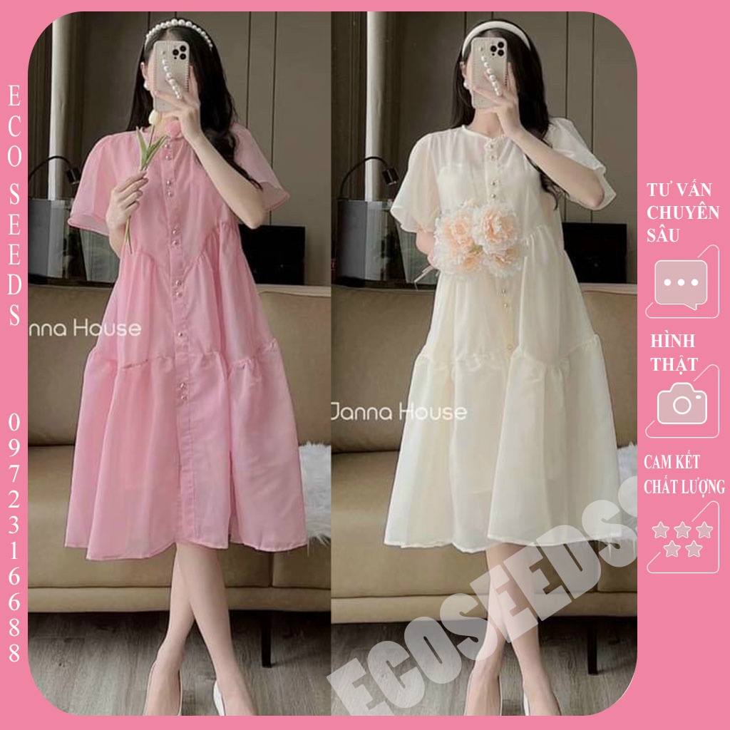 BAUOII V47] ĐẦM BẦU BABYDOLL TIỂU THƯ STYLE HÀN 2 LỚP TƠ LỤA MỀM MÁT - VÁY BẦU MÙA HÈ MẶC LÊN CỰC XINH