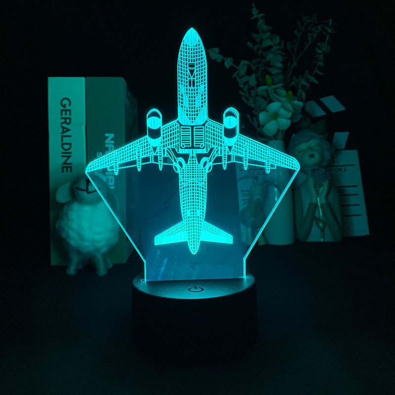 Helicopter Night Light Anime Changing Touch Remote LED Aircraft Model Lamp Kids USB Lighting Bedroom Home Decor Gifts protect ey