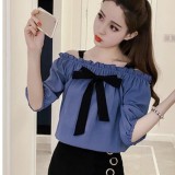 Áo Trễ Vai Thắt Nơ Bánh Bèo