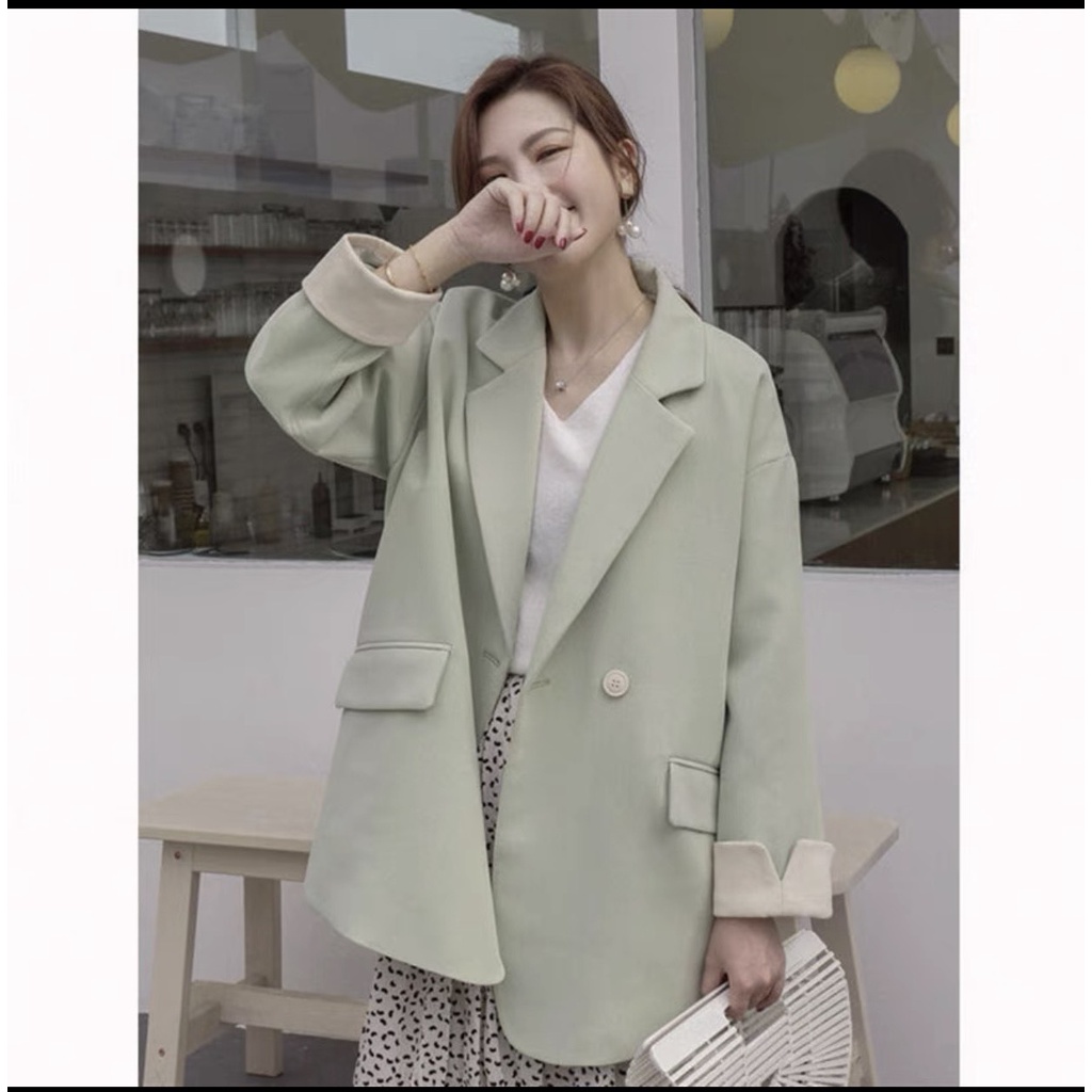 Áo Khoác Blazer Nữ Màu Trơn Phong Cách Hàn Quốc, Áo Khoác Vest Blazer Dài Tay Dáng Rộng Nhiều Màu