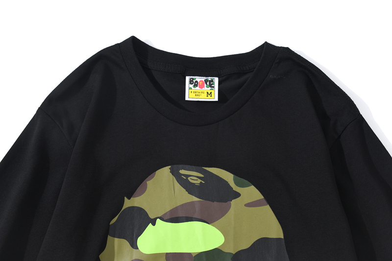 Áo Thun BATHING APE Tay Ngắn Cổ Tròn In Họa Tiết Rằn Ri Cá Tính Cho Nam Và Nữ