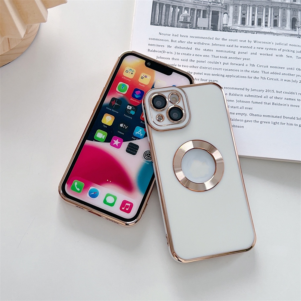 Sang Trọng Ốp Điện Thoại Mạ Điện Chống Sốc Bảo Vệ Ống Kính Máy Ảnh Cho IPhone 7 plus 8 plus x xs max xr 12mini 13mini