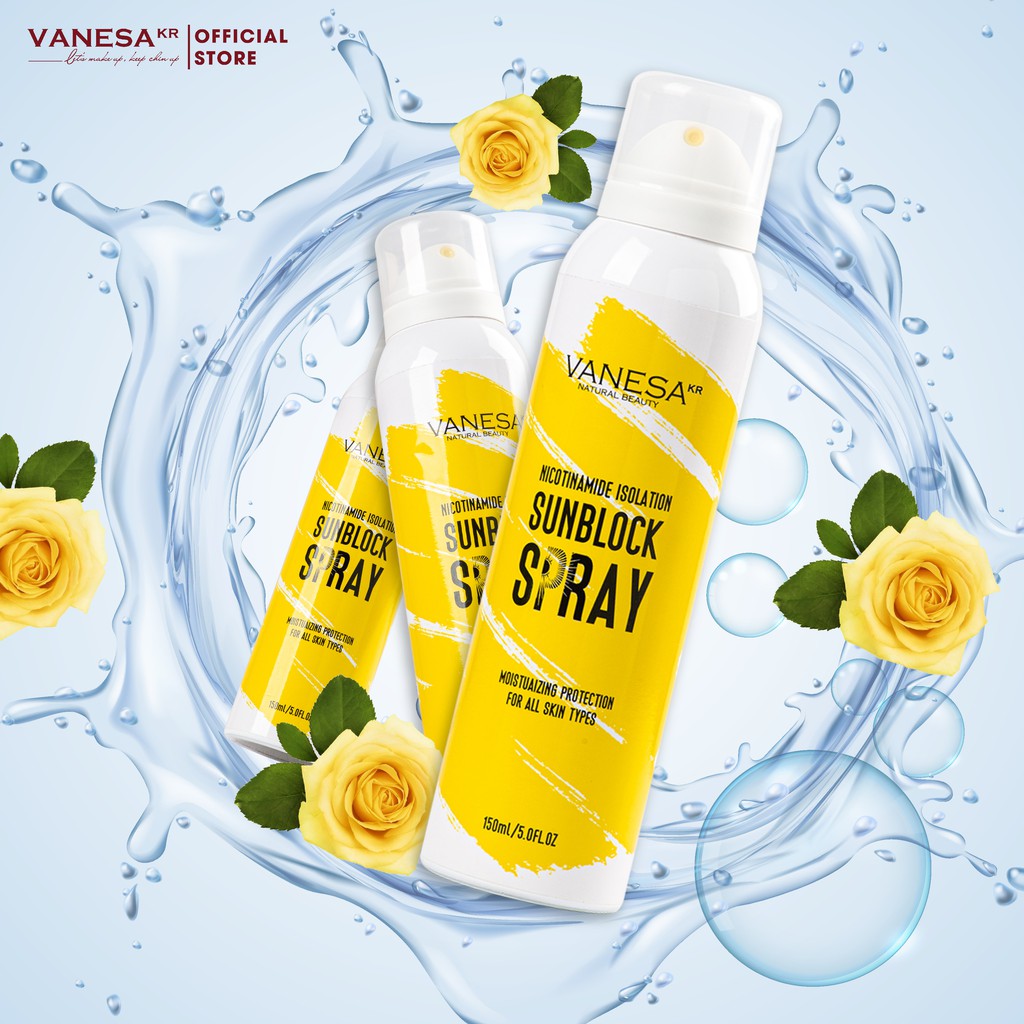 [ Combo ] 2 Kem Xịt Chống Nắng Vanesa Beauty ( Tặng 01 Chì Kẻ Mày The Face Shop / 02 Mặt Nạ Ong Chúa )