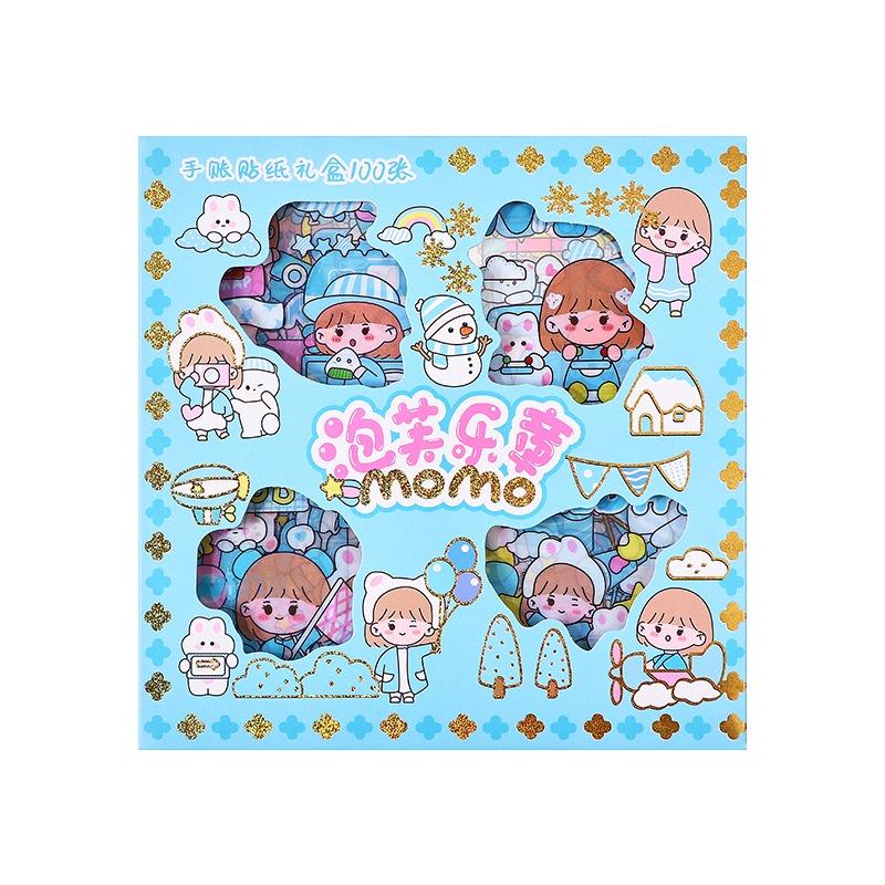 Hộp 100 Tấm Dán Sticker Nhãn Dán Trang Trí Dễ Thương Đáng Yêu Phụ Kiện Thời Trang Xu Hướng