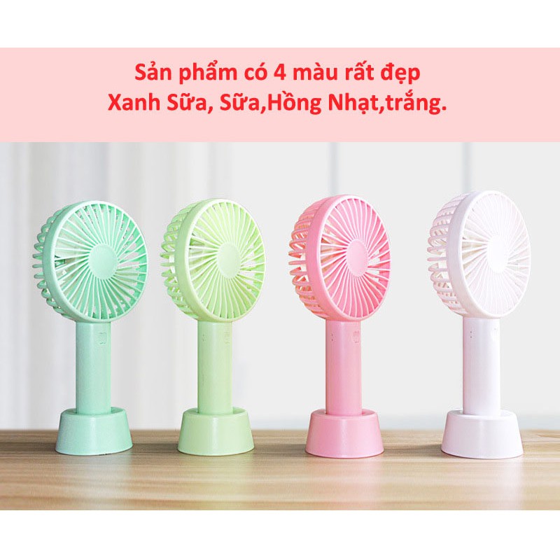 Quạt cầm tay - Quạt mini tích điện có chân để bàn tiện ích 3 mức độ gió mát