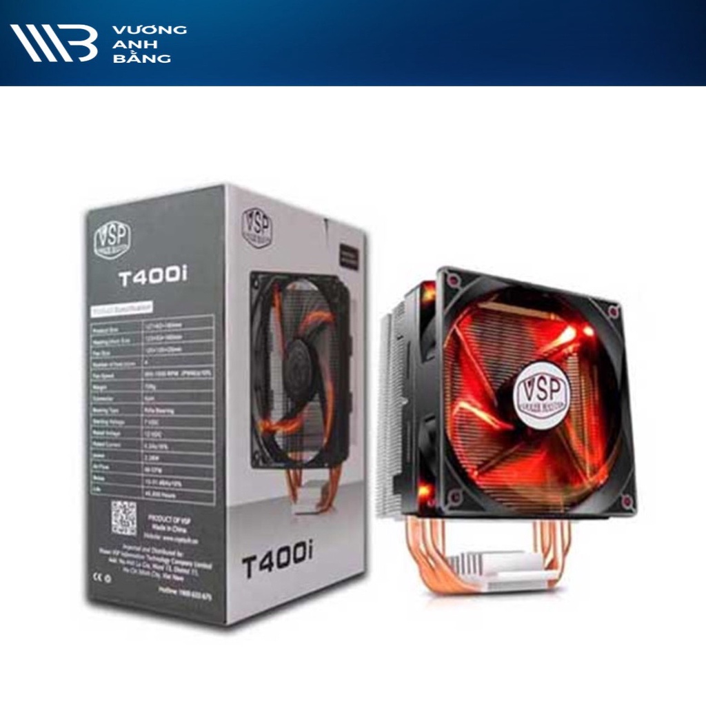 Tản nhiệt khí CPU 4 ống đồng VSP T400i 1 fan 12cm Đa năng