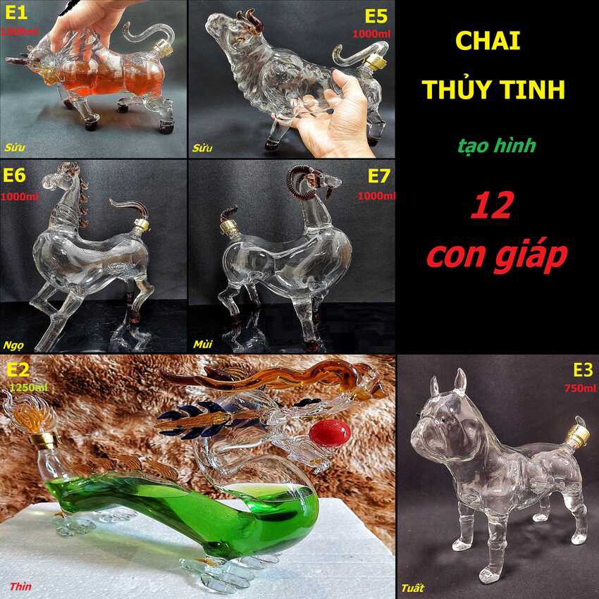 Vỏ chai rượu 12 con giáp – 6 mẫu lựa chọn - Món quà tân gia, sinh nhật, quà biếu lễ tết