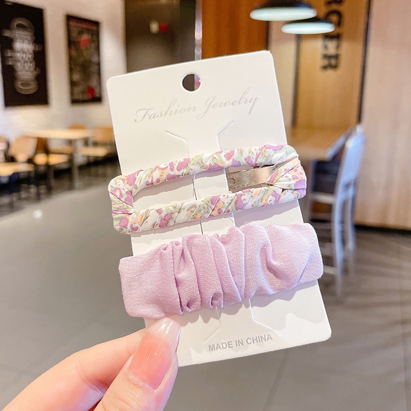 Kẹp Tóc Bằng Vải Hình Vuông Họa Tiết In Hoa Dễ Thương Độc Đáo