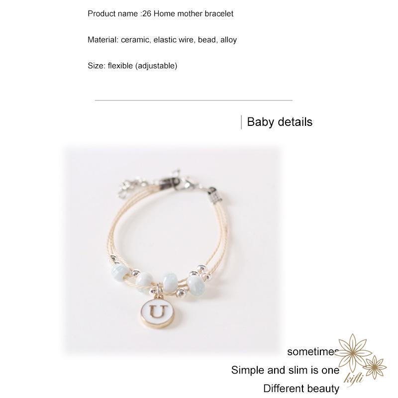 【kifli】Vòng Đeo Tay Mặt Trái Tim In Chữ Bằng Gốm Sứ Dành Cho Cặp Đôi