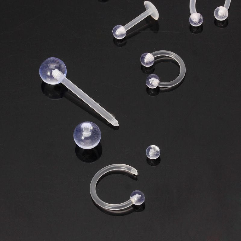 Bộ 9 khuyên xỏ cơ thể bằng nhựa trong suốt