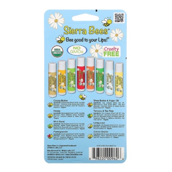 Dưỡng Môi Sáp Ong Hữa Cơ Sierra Bees Organic Lip Balms 4.25g / Thỏi - Nhiều Mùi - Chính Hãng