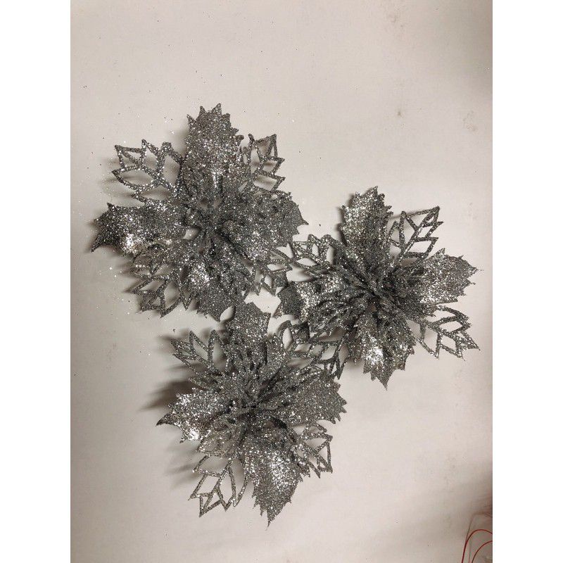 Sỉ bông hoa trà,hoa trạng nguyên kim tuyến nhỏ 10cm trang trí giỏ quà tháp bánh oản tài lộc