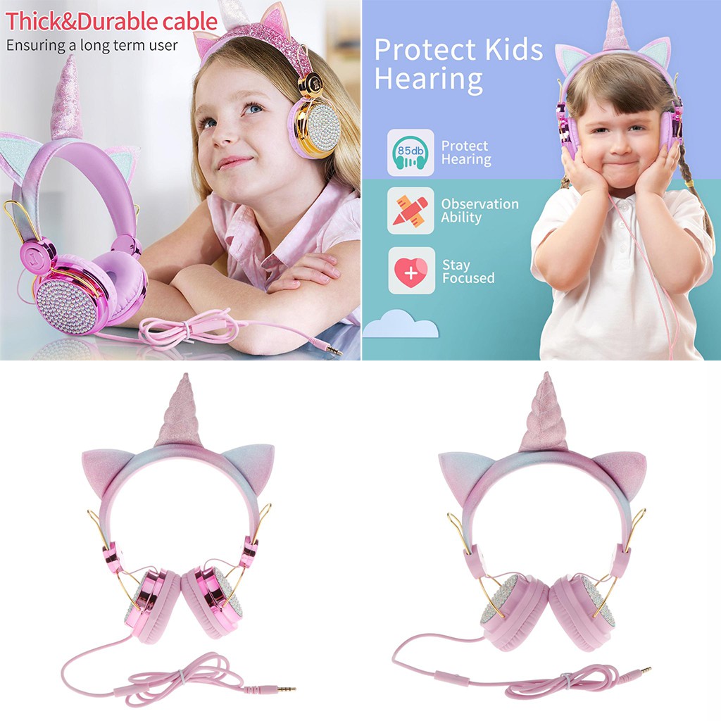 Tai Nghe Chụp Tai Có Mic Hình Unicorn Dễ Thương Cho Bé Gái Bubb Shop61