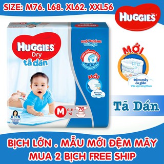 [đệm mây] Tã dán Huggies size M76/L68 miếng