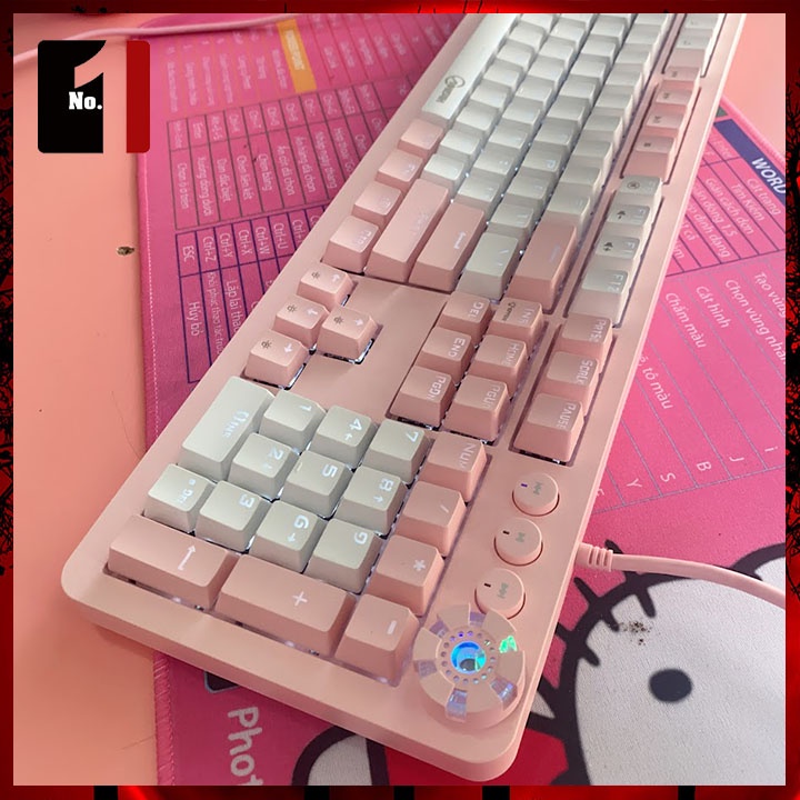 Bàn Phím Cơ Gaming Keycap Xuyên Led Màu Hồng AOYEAH K169 Led Rgb Bàn Phím Máy Tính Laptop Pc Chơi Game Có Dây