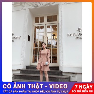 Váy Thiết Kế Tay Bồng 🎉️FREESHIP️🎉Giảm 30k Khi Nhập Mã [EMILY] Đầm Thiết Kế Cổ Vuông Vạt Chéo Trẻ Trung