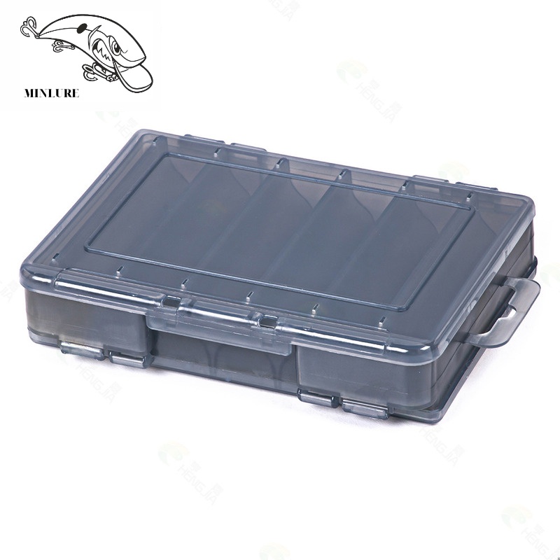 Hộp đựng mồi câu lure 2 mặt phụ kiện câu cá mini nhựa cứng cáp chốt khóa nắp hộp chắc chắn