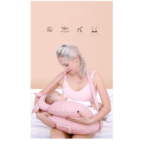 Gối cho con bú và ngủ cao cấp, Có dây deo, gối kê đầu, chống trượt, chóng trào ngược sữa cho bé