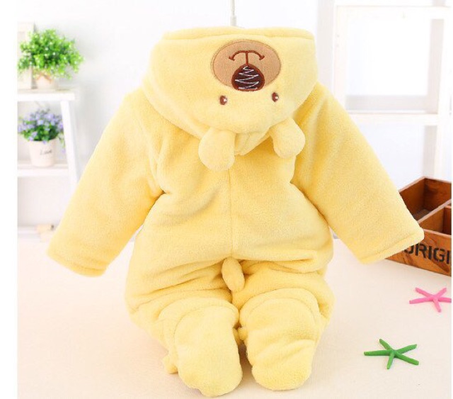 Bộ body liền lông gấu cho bé trai và bé gái