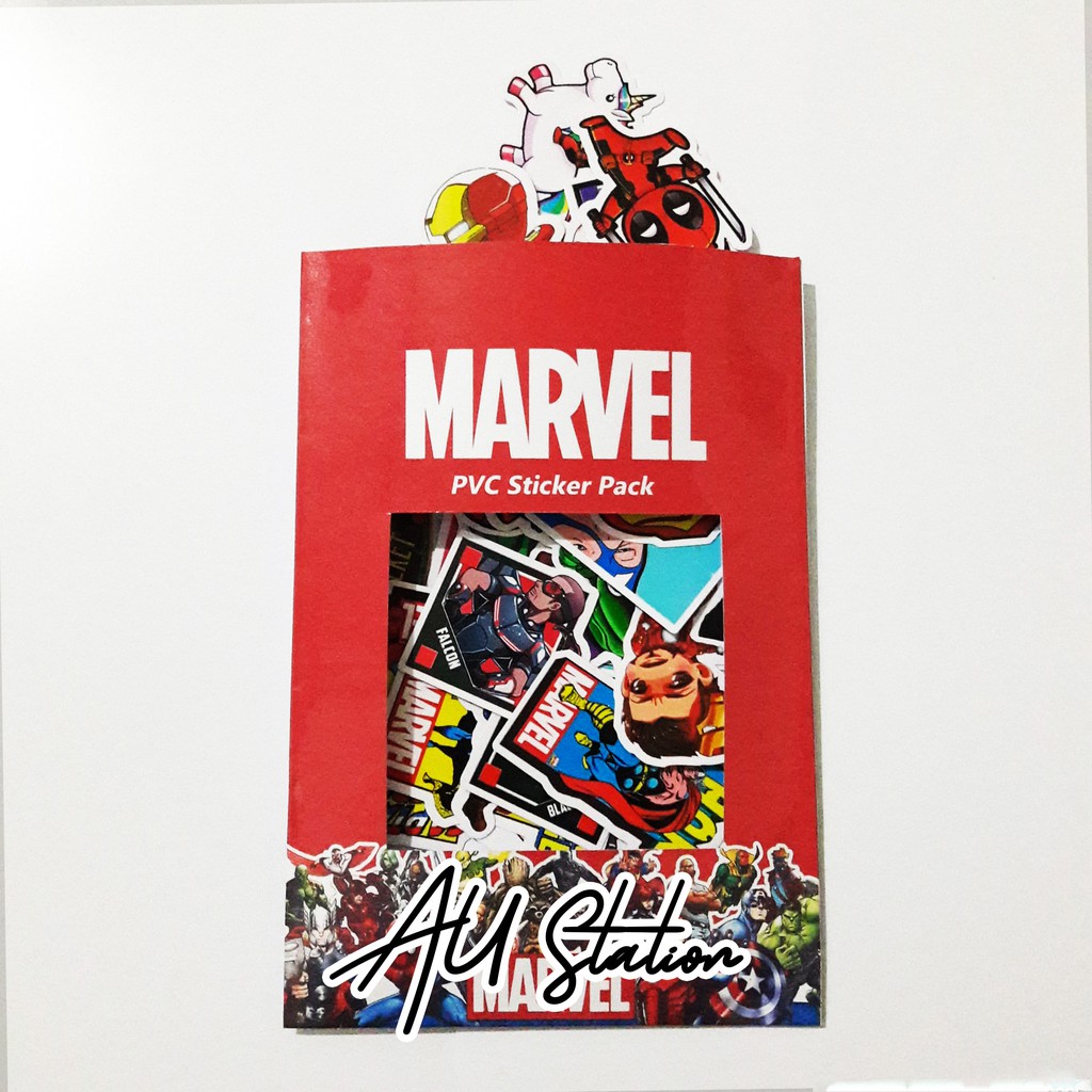 Sticker MARVEL  nhựa PVC không thấm nước, dán nón bảo hiểm, laptop, điện thoại, Vali, xe, ... MARVEL Cực COOL