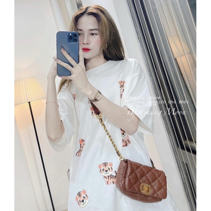 Áo phông thun unisex from rộng giấu quần in hình Hổ may mắn Nam Nữ