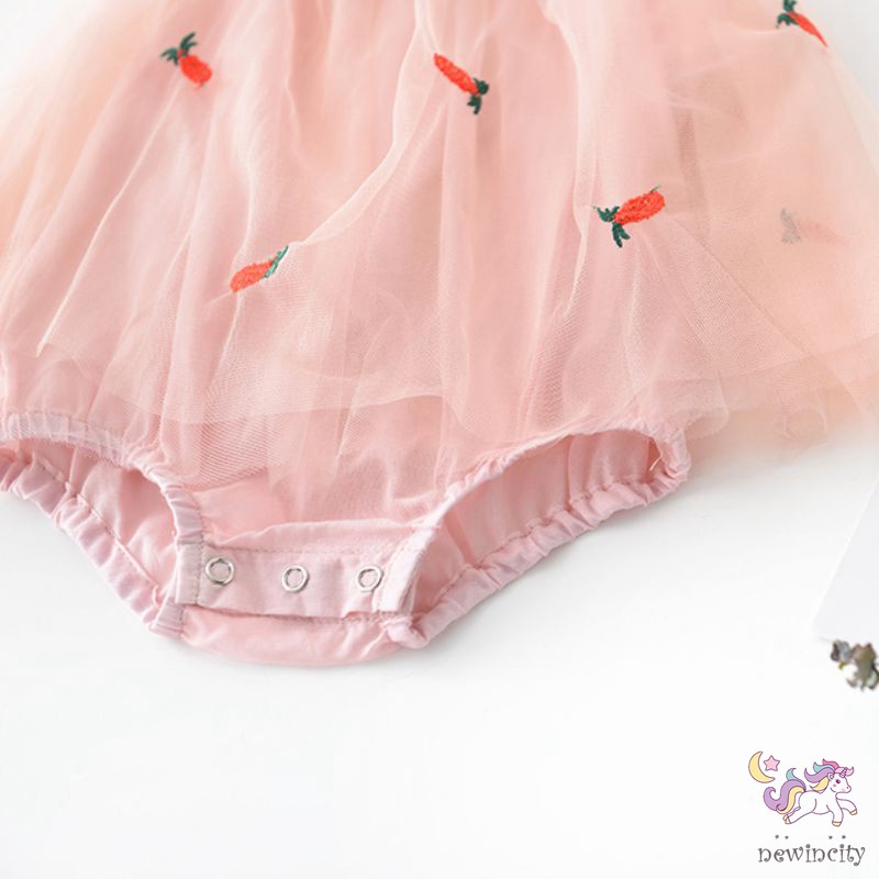 Bộ Áo Liền Quần Dạng Đầm In Họa Tiết Trái Cây Dành Cho Bé Gái