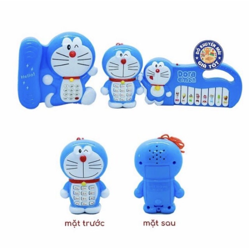 Đồ chơi Bộ đàn mini + ĐT bàn + ĐTDĐ Doraemon cho bé