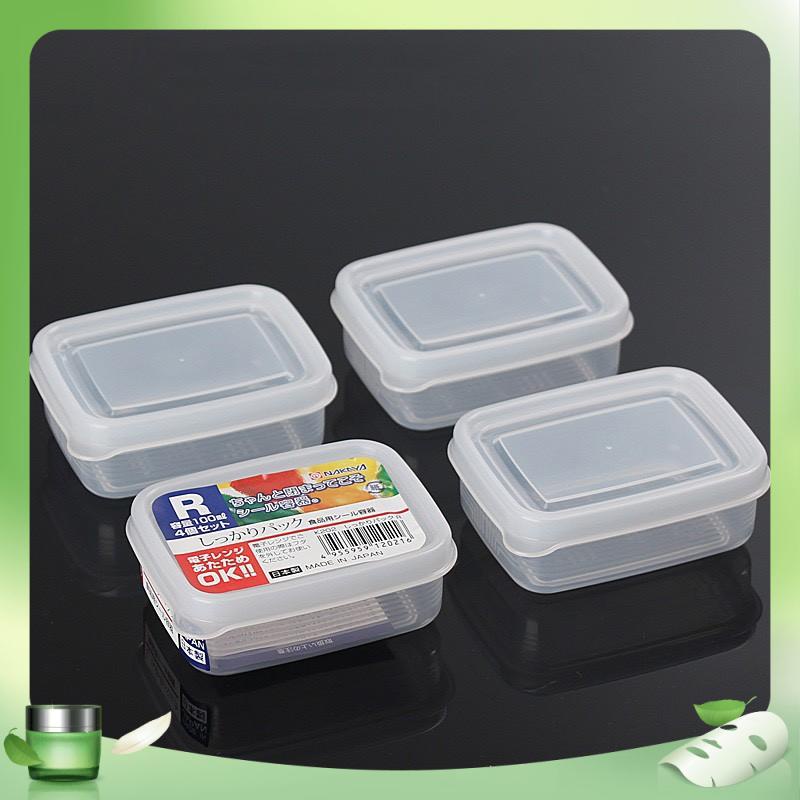 Bộ 4 Hộp nhựa 100ml cao cấp Trữ Đông, Hộp Đựng Đồ Ăn Dặm Nakaya Có Nắp chịu được nhiệt Nhật bản