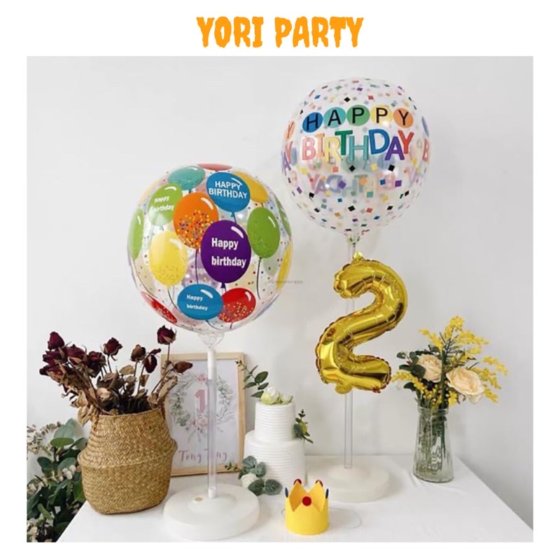 Bong Bóng 4D Chữ Happy Birthday Nhiều Màu Sắc Phong Cách Hàn Quốc - Yori Party