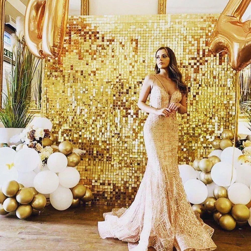 PINEVN Rèm Lấp Lánh Trang Trí Tiệc Cưới / Phông Nền Tiệc Tùng