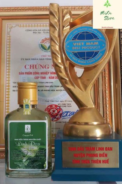 Tinh dầu tràm Huế hiệu Linh Đan cúp vàng cấp Tỉnh