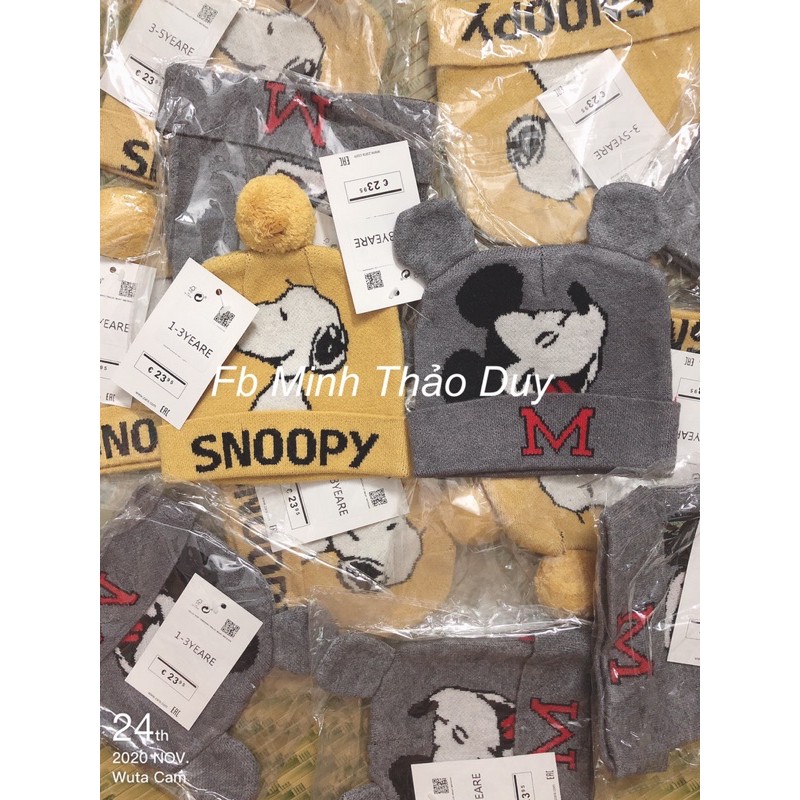 Mũ len Snoopy vs Mickey bé trai