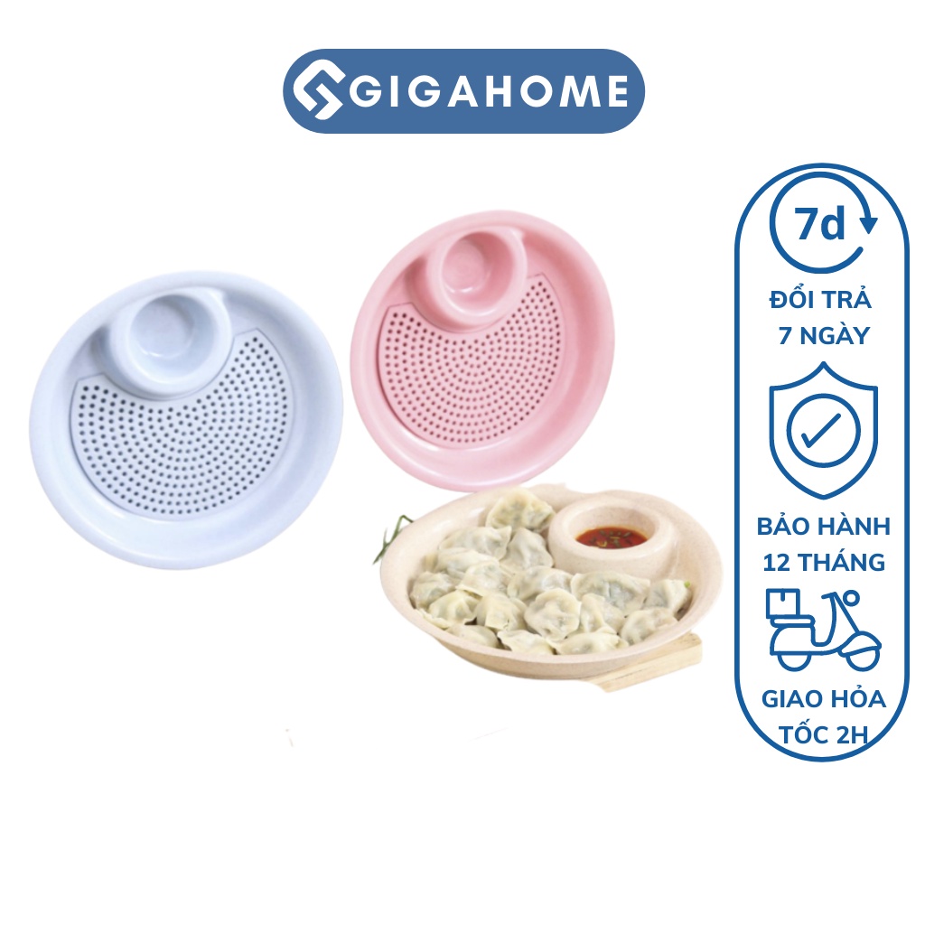 Dĩa Đựng Thức Ăn Có Khay Nước Chấm Tiện Lợi GIGAHOME Bằng Lúa Mạch An Toàn 9423