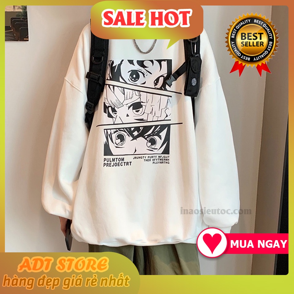 Áo sweater trắng hoạt hình anime Kimetsu No Yaiba Demon Salyer - Thanh gươm diệt quỷ độc đẹp cực chất