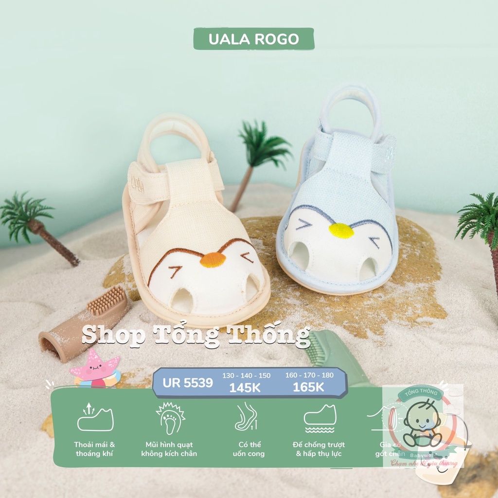 Giày tập đi Uala Rogo chuẩn y khoa đế cao su non cao cấp mềm cho bé gái chống trơn trượt cánh cụt mặt to 5539