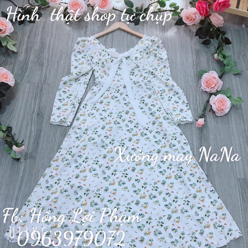 Đầm maxi hoa nhí cột nơ có mút ngực (hình thật +video) | BigBuy360 - bigbuy360.vn