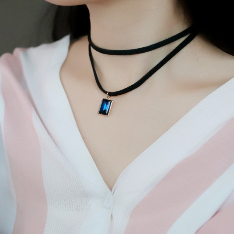 Vòng Cổ Dây Da Nhiều Lớp Đính Đá Thời Trang Hàn Quốc Cổ Điển