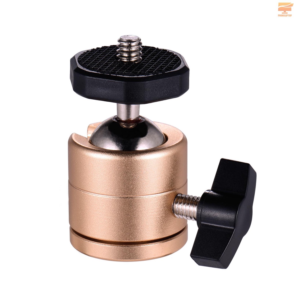 Mini Ball Head 360 Degree Rotatable Aluminum Alloy Ball Head Mount with 1/4 Inch Screw for Camera Camcorder Tripod