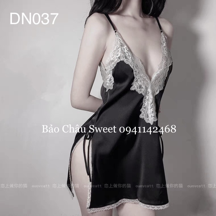[Mã SMA071008 hoàn 10K xu đơn 0Đ] DN037-váy ngủ lụa xẻ tà (tặng kèm chíp) | BigBuy360 - bigbuy360.vn