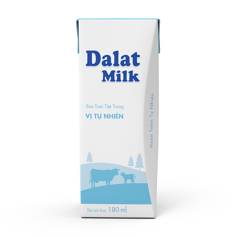 Thùng 48 hộp Sữa Tươi Tiệt Trùng DaLat Milk Vị Tự Nhiên - Không Đường 180ml &quot;Giá Bán Đã Trừ Khuyến Mãi&quot;