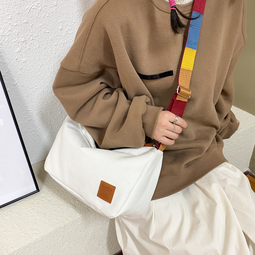 Túi đeo chéo nam nữ vải canvas thời trang Hàn Quốc dây đeo màu sắc độc đáo IG103