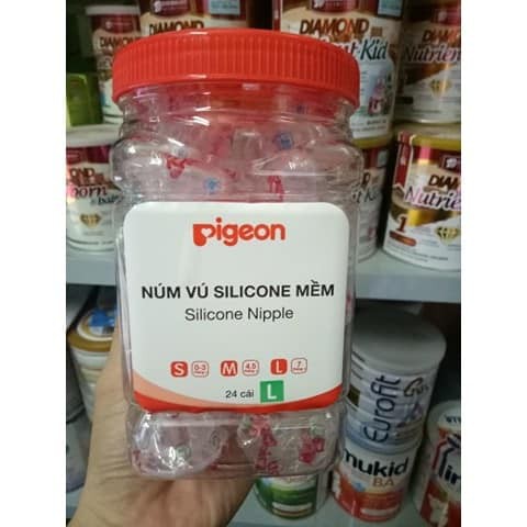 Núm Ty Silicon Pigeon Thay Thế Bình Cổ Hẹp Màu Trắng